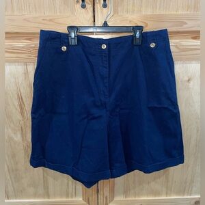 Lauren Ralph Lauren navy Blue cuffed Bermuda shorts with Gold Accents size 14